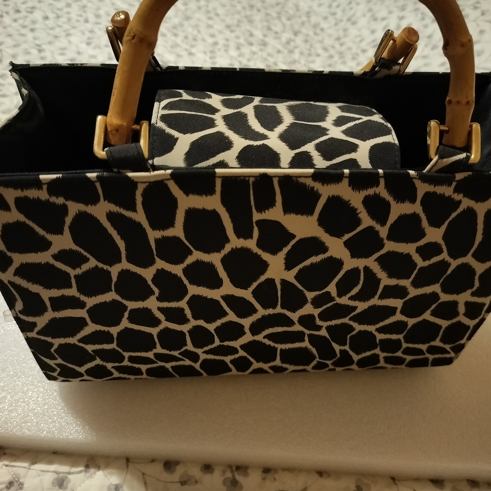 Stylish Black and White Animal Print Handbag